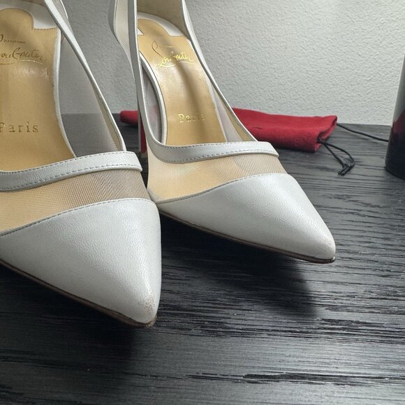 Christian Louboutin Galativi 100 Mesh Leather White 39.5 - Picture 6 of 9